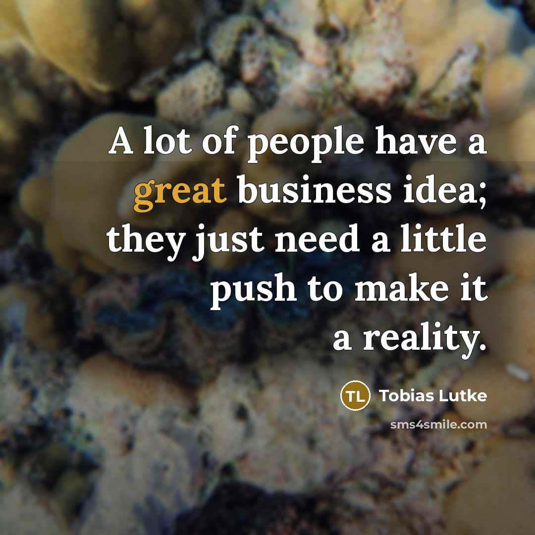 “A lot of people have a great business idea; they…” quote by Tobias Lutke