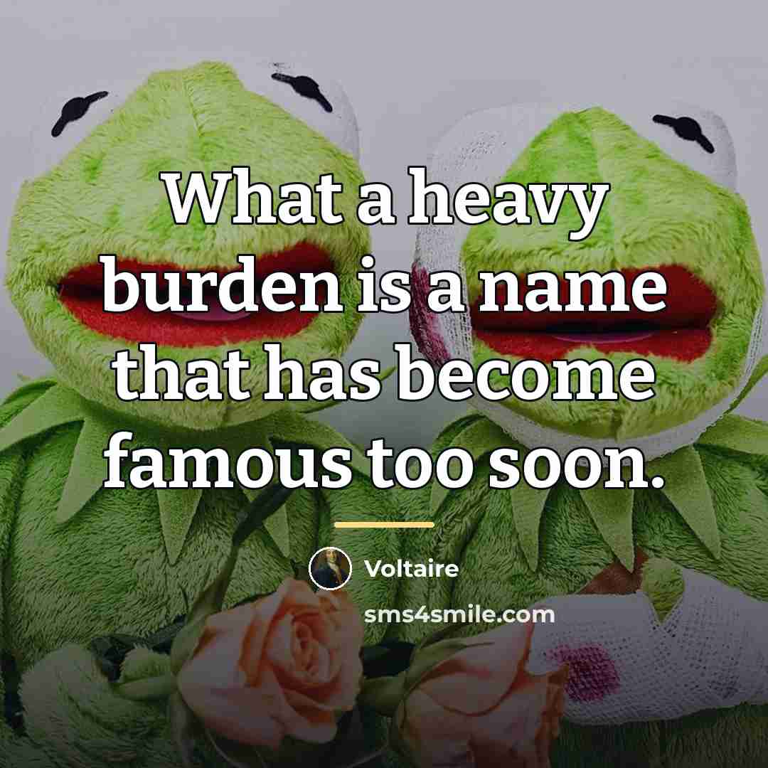 “What a heavy burden is a name that has become…” quote by Voltaire