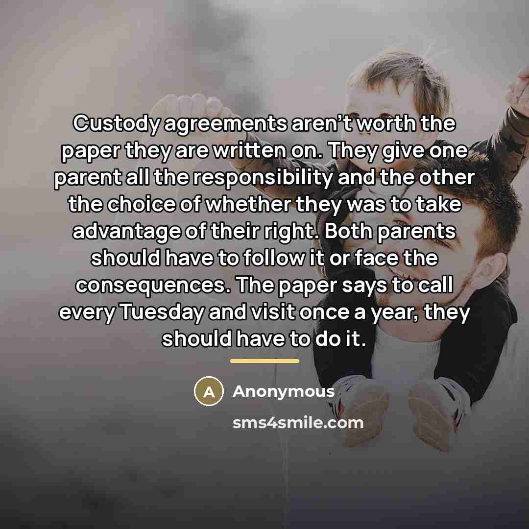 “Custody agreements aren't worth the paper they are written on.…” quote by Anonymous