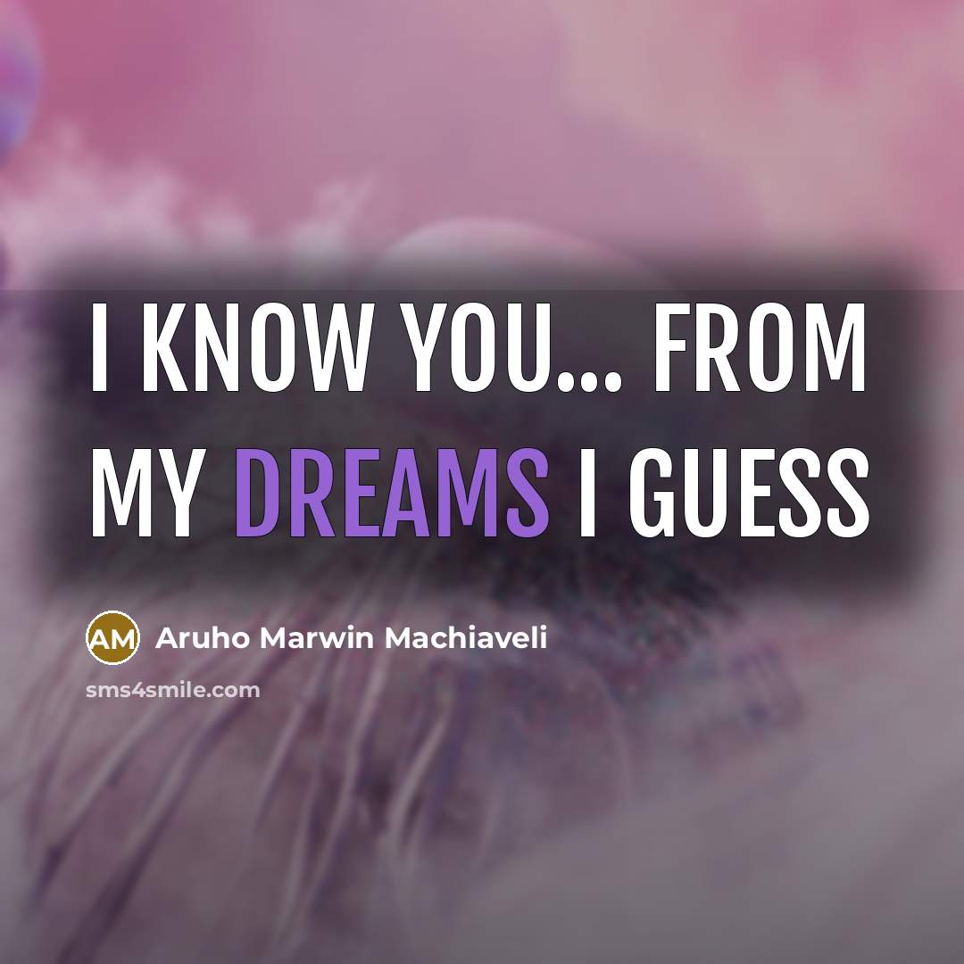 “I know you... from my dreams I guess…” quote by Aruho Marwin Machiaveli