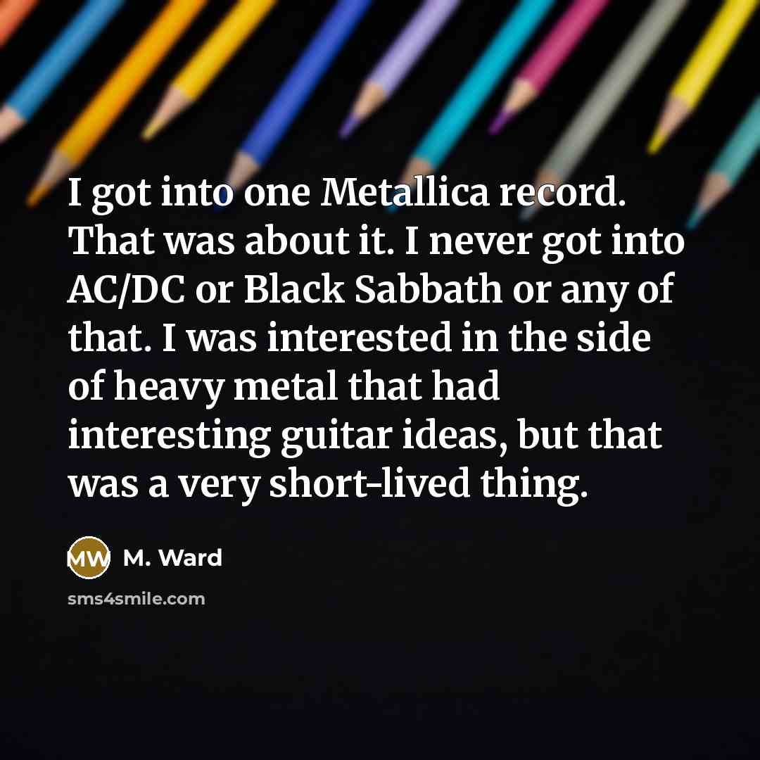 “I got into one Metallica record. That was about it.…” quote by M. Ward