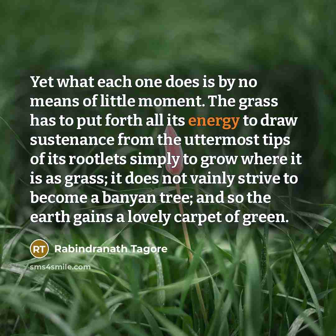 “Yet what each one does is by no means of…” quote by Rabindranath Tagore