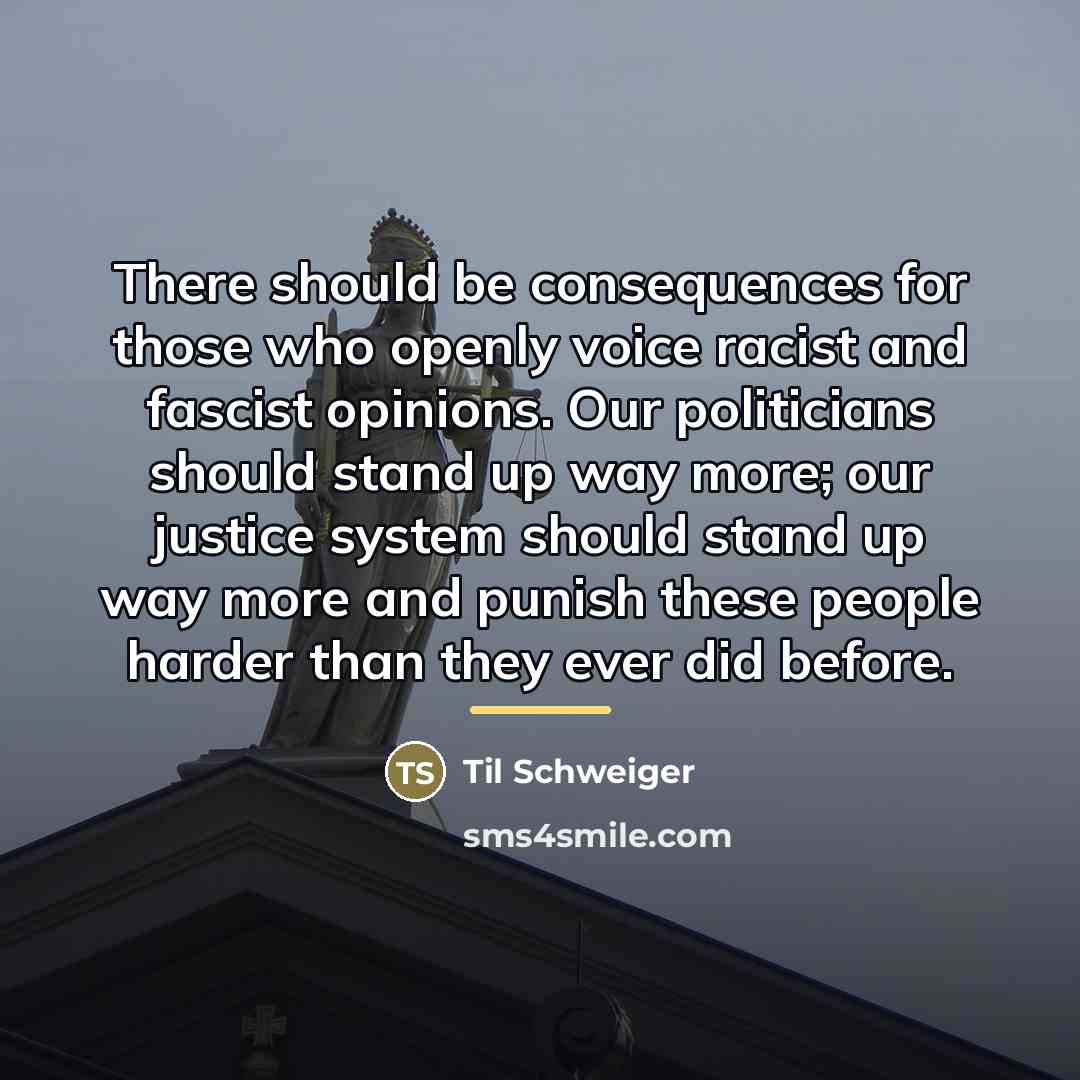 “There should be consequences for those who openly voice racist…” quote by Til Schweiger