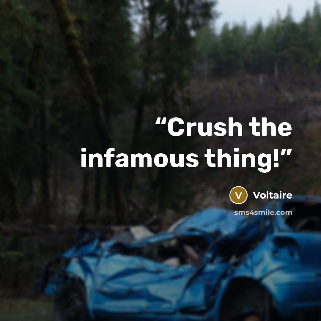 “Crush the infamous thing!” quote by Voltaire