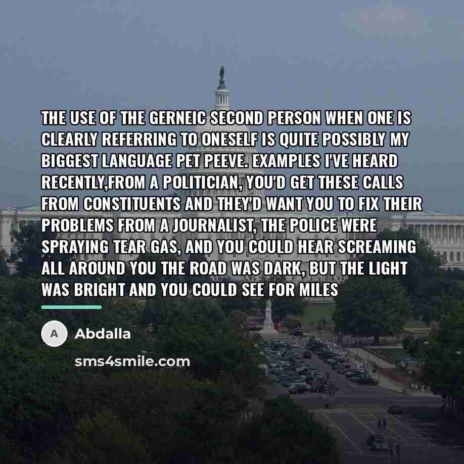 “The use of the gerneic second person when one is…” quote by Abdalla