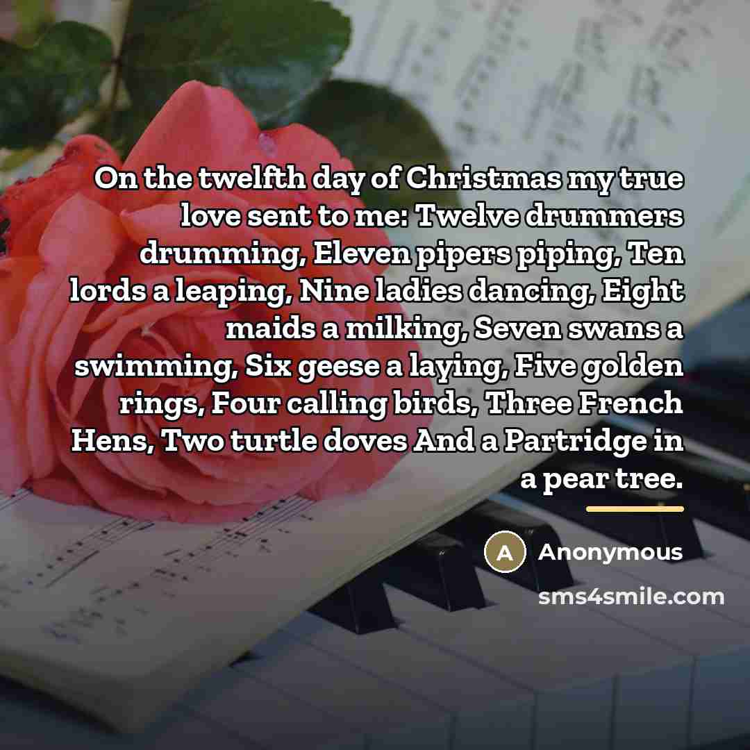 “On the twelfth day of Christmas my true love sent…” quote by Anonymous