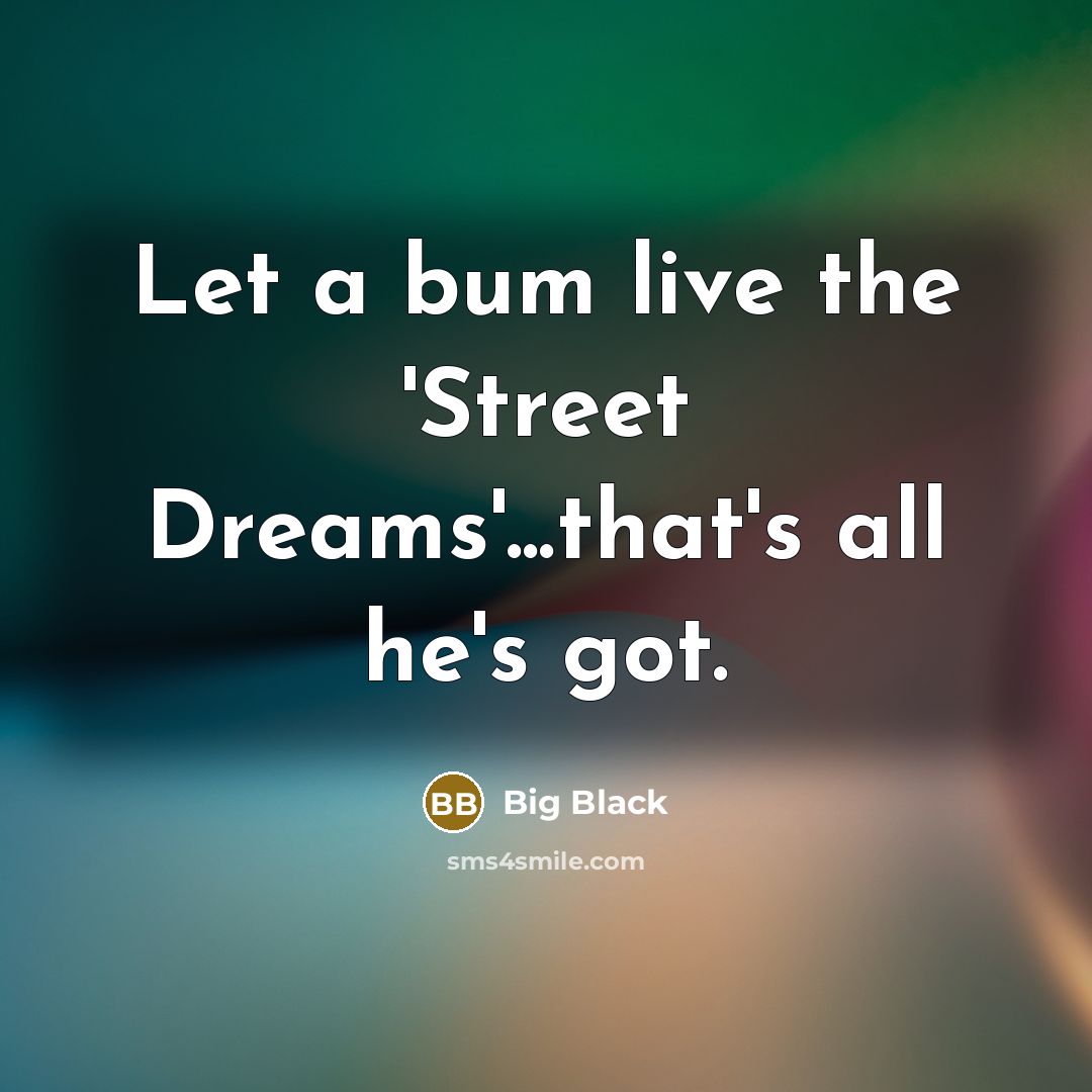 “Let a bum live the 'Street Dreams'...that's all he's got.…” quote by Big Black