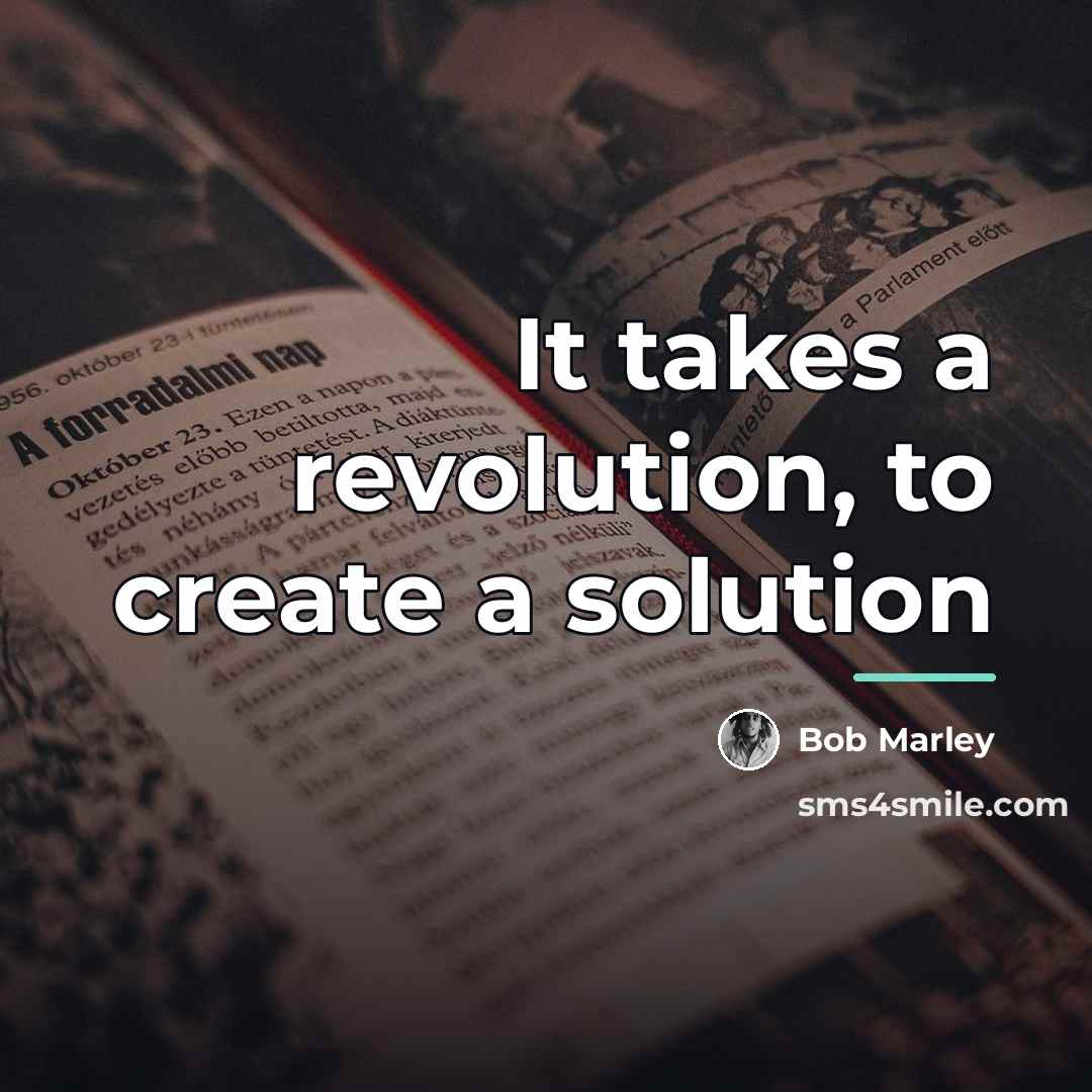 “It takes a revolution, to create a solution…” quote by Bob Marley