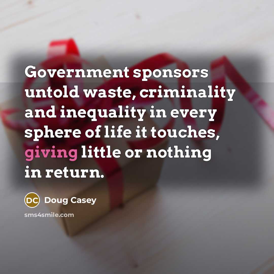 “Government sponsors untold waste, criminality and inequality in every sphere…” quote by Doug Casey