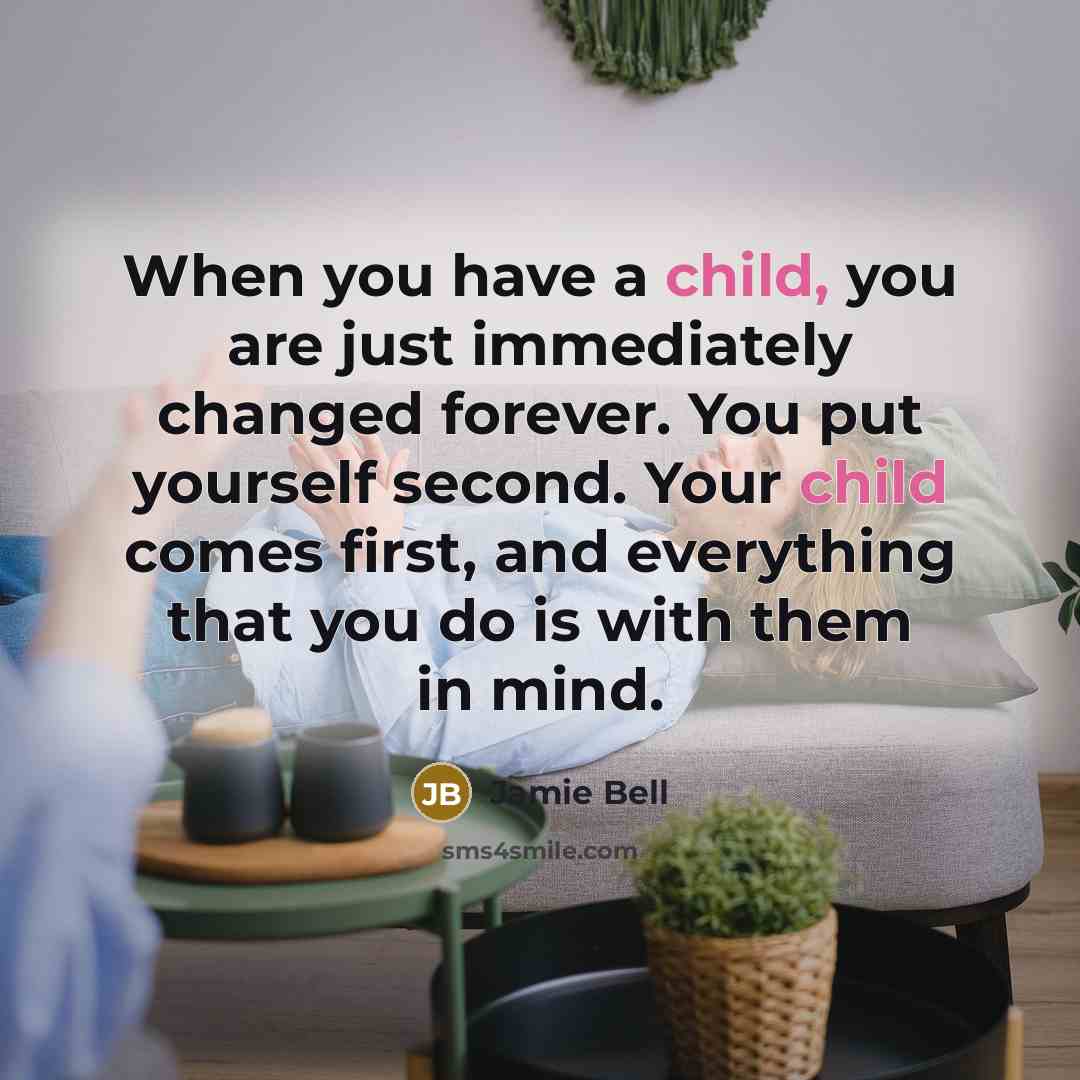 “When you have a child, you are just immediately changed…” quote by Jamie Bell