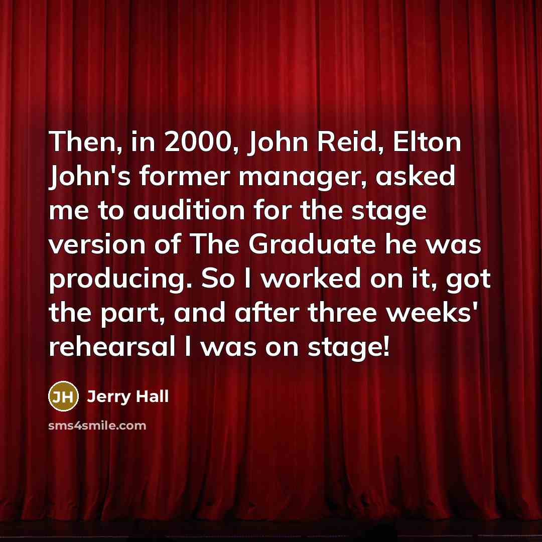 “Then, in 2000, John Reid, Elton John's former manager, asked…” quote by Jerry Hall