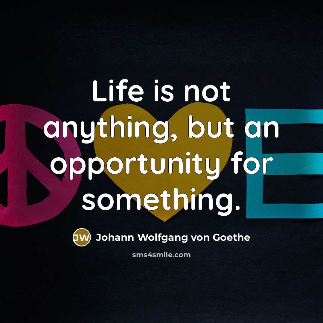 “Life is not anything, but an opportunity for something.…” quote by Johann Wolfgang von Goethe