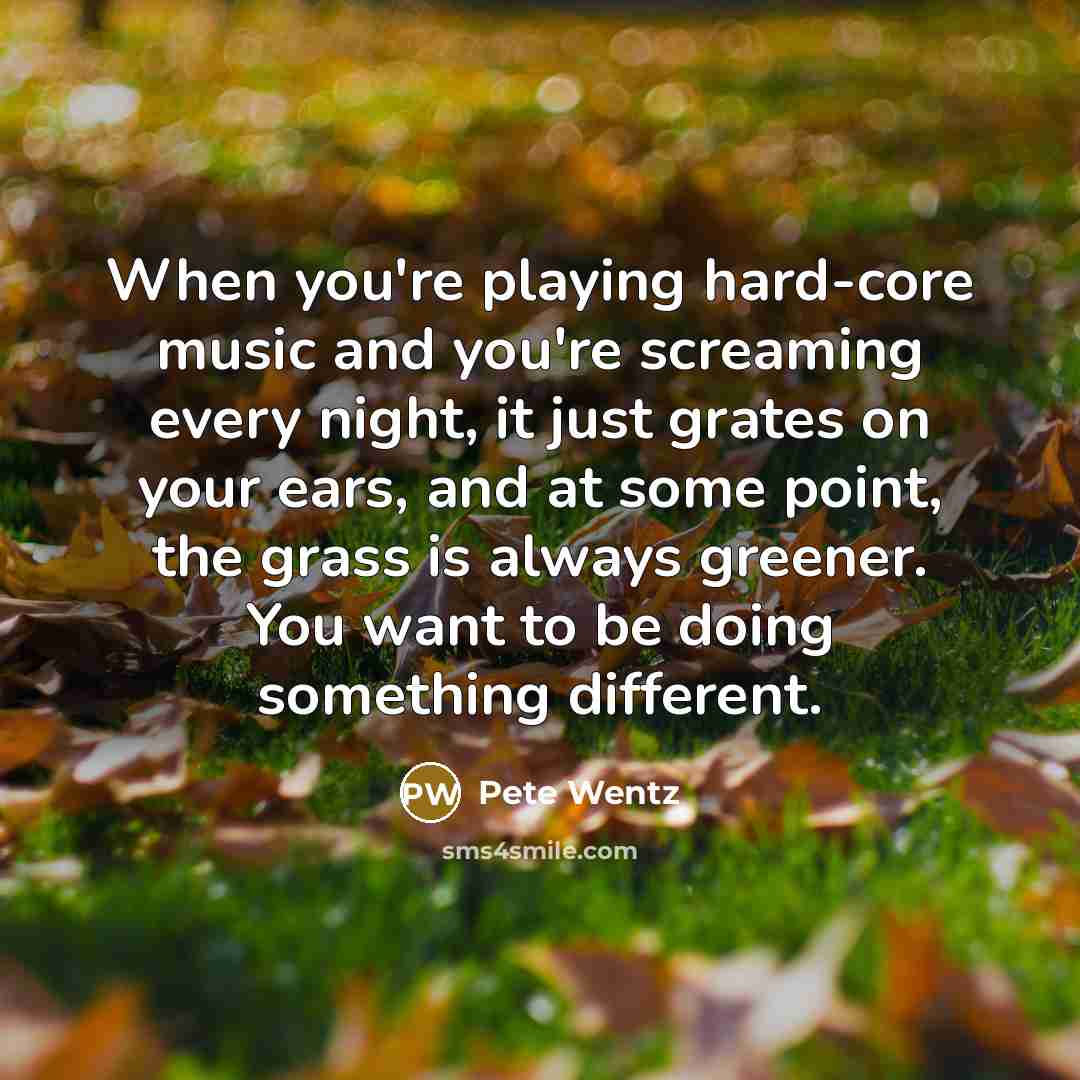 “When you're playing hard-core music and you're screaming every night,…” quote by Pete Wentz