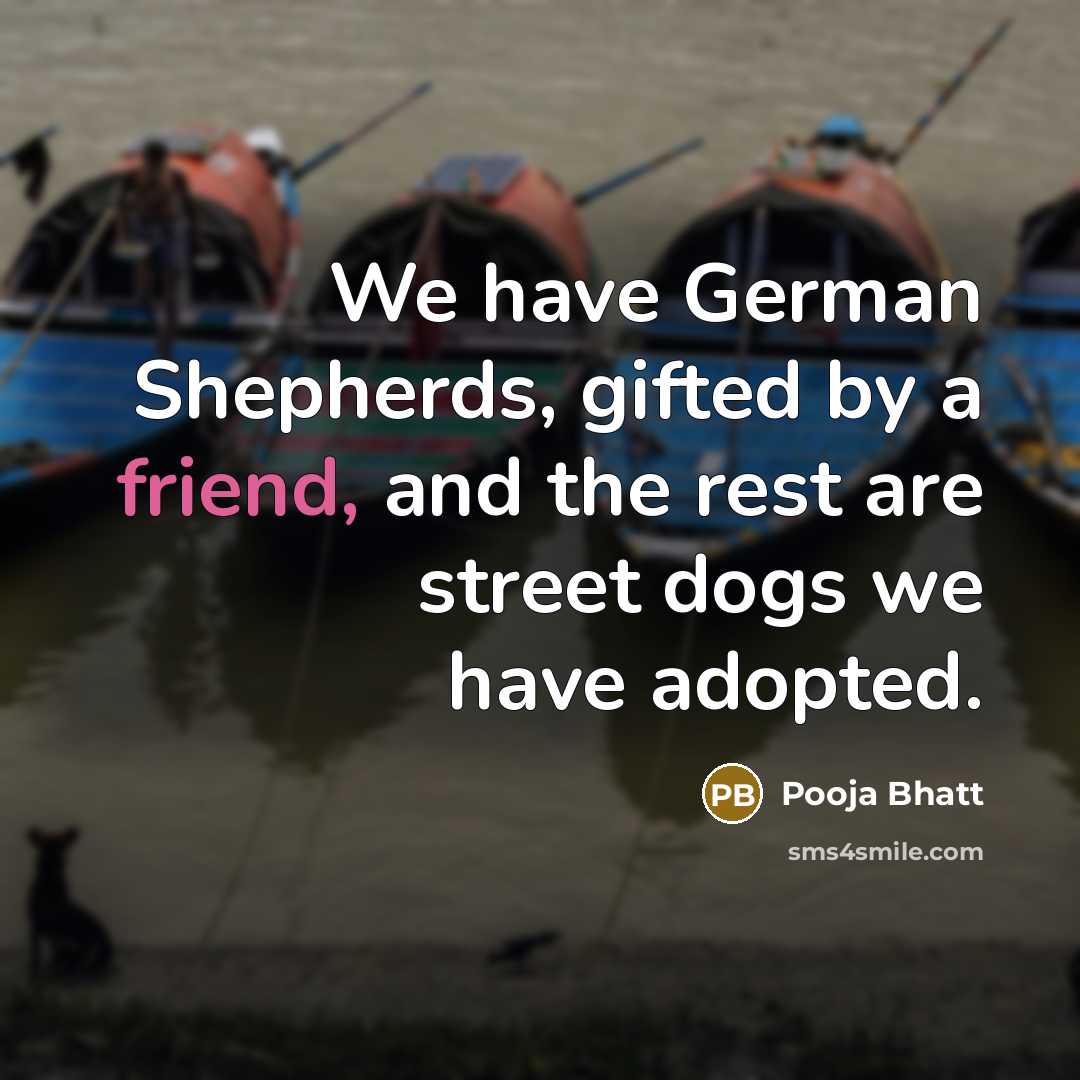 “We have German Shepherds, gifted by a friend, and the…” quote by Pooja Bhatt