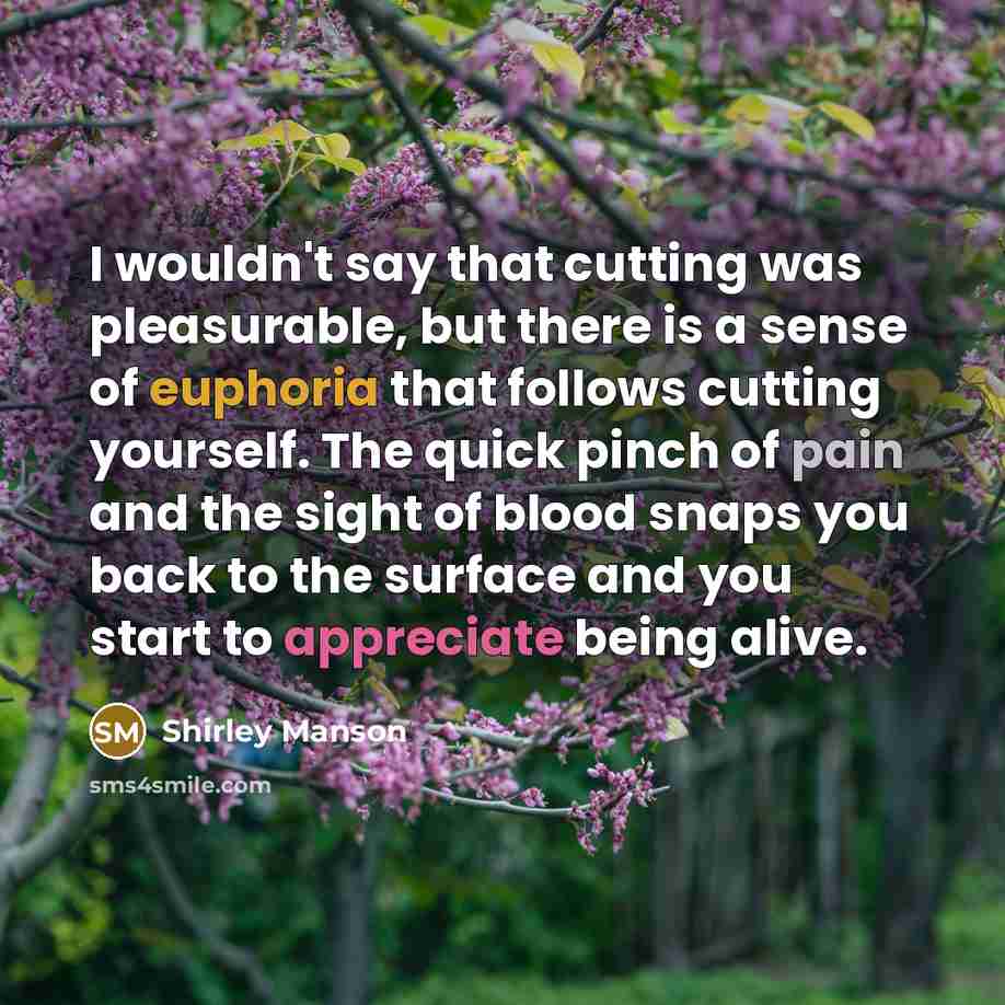 “I wouldn't say that cutting was pleasurable, but there is…” quote by Shirley Manson