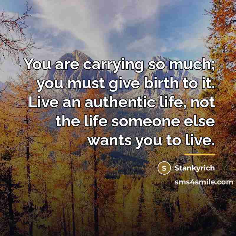 “You are carrying so much; you must give birth to…” quote by Stankyrich
