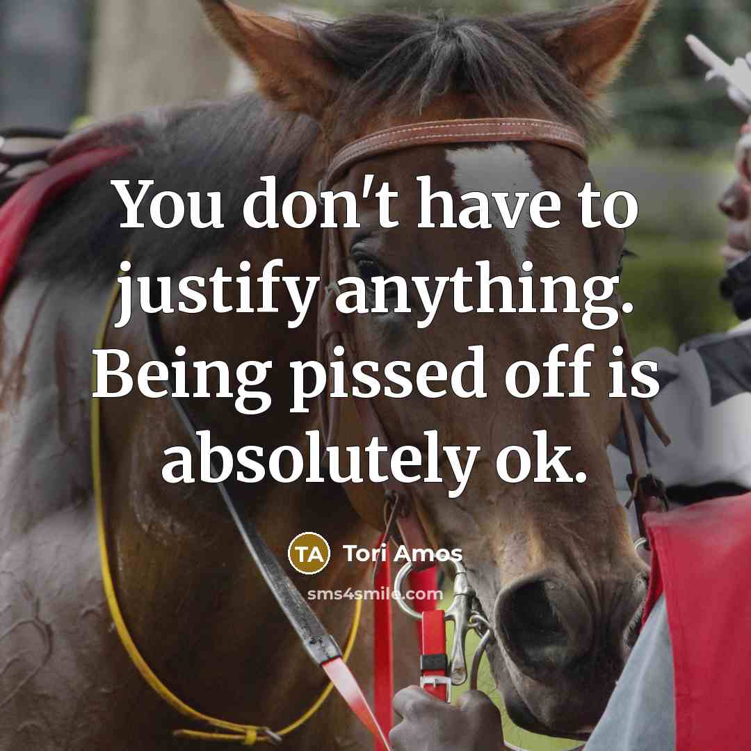 “You don't have to justify anything. Being pissed off is…” quote by Tori Amos