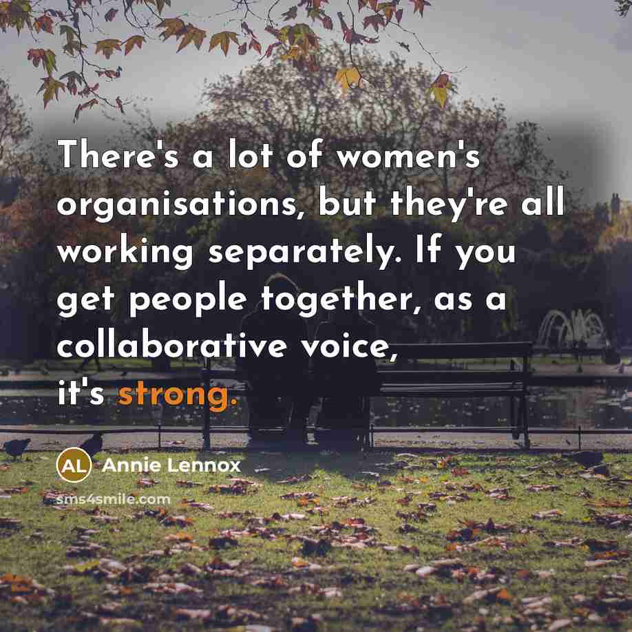 “There's a lot of women's organisations, but they're all working…” quote by Annie Lennox