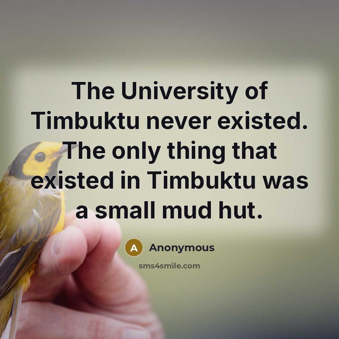 “The University of Timbuktu never existed. The only thing that…” quote by Anonymous