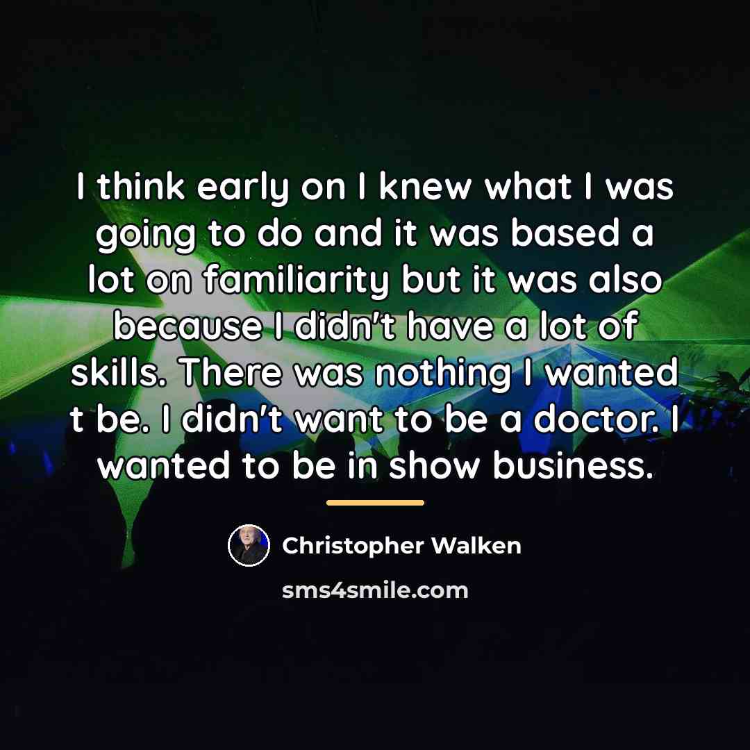 “I think early on I knew what I was going…” quote by Christopher Walken
