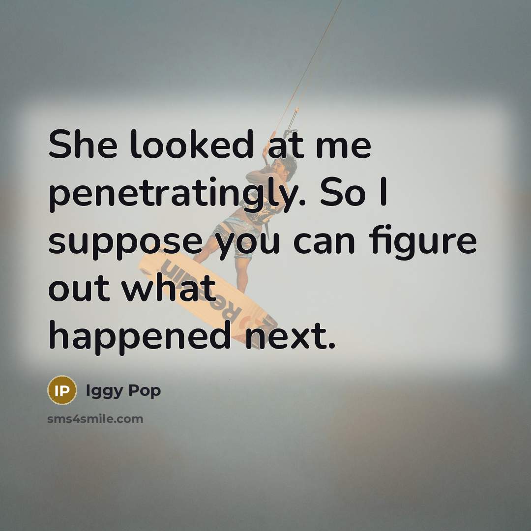 “She looked at me penetratingly. So I suppose you can…” quote by Iggy Pop