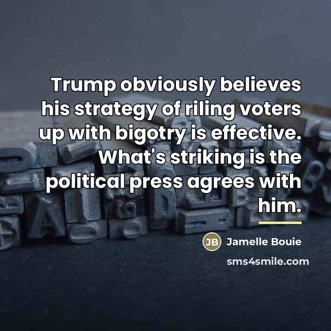 “Trump obviously believes his strategy of riling voters up with…” quote by Jamelle Bouie
