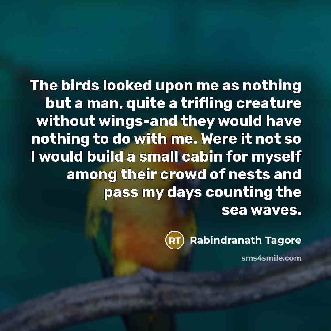 “The birds looked upon me as nothing but a man,…” quote by Rabindranath Tagore