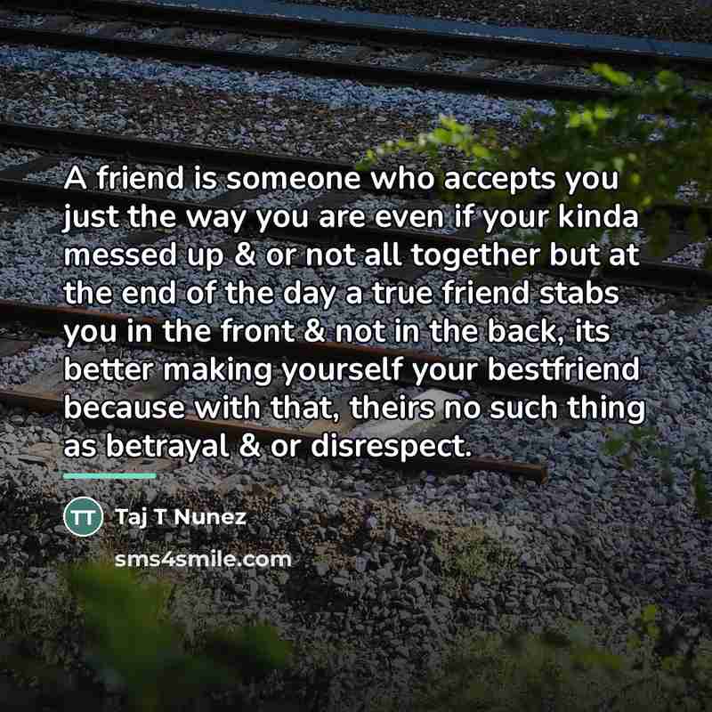 “A friend is someone who accepts you just the way…” quote by Taj T Nunez
