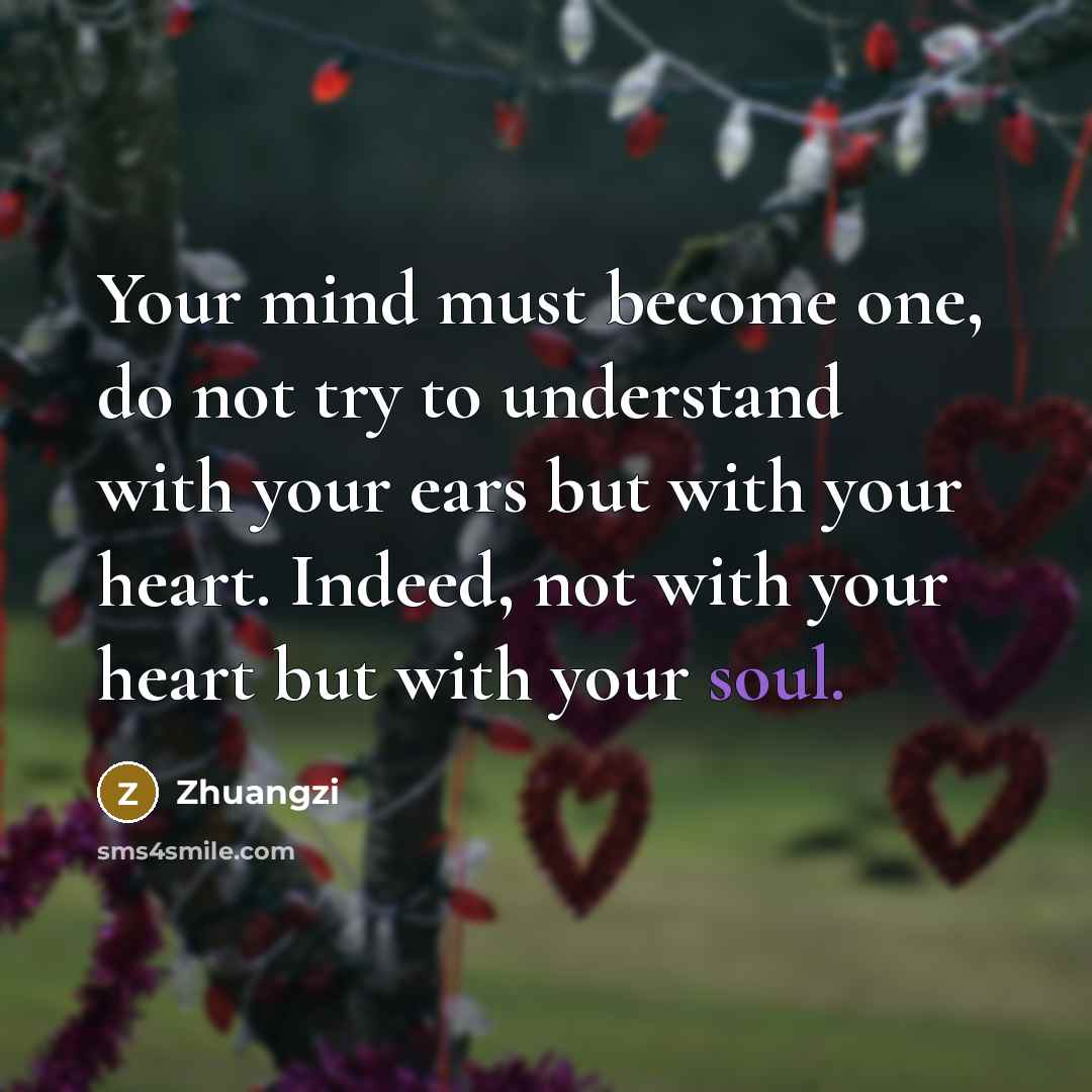 “Your mind must become one, do not try to understand…” quote by Zhuangzi