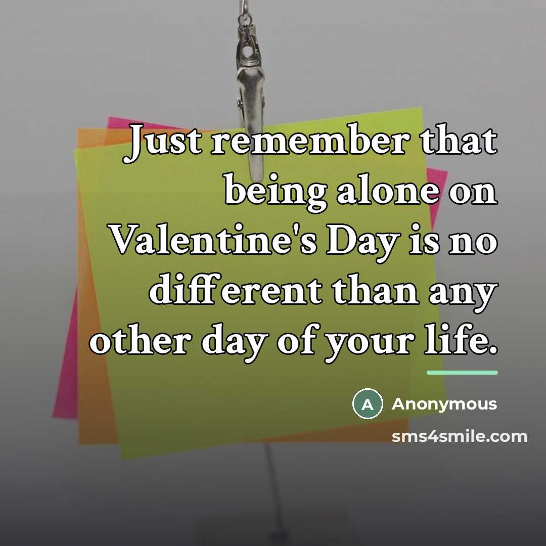 “Just remember that being alone on Valentine's Day is no…” quote by Anonymous
