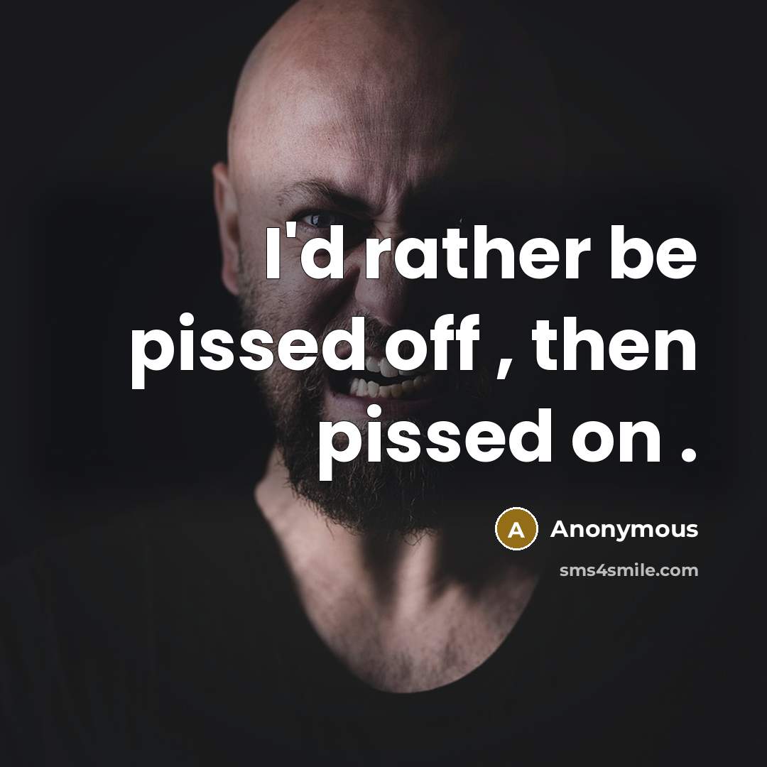“I'd rather be pissed off , then pissed on .” quote by Anonymous