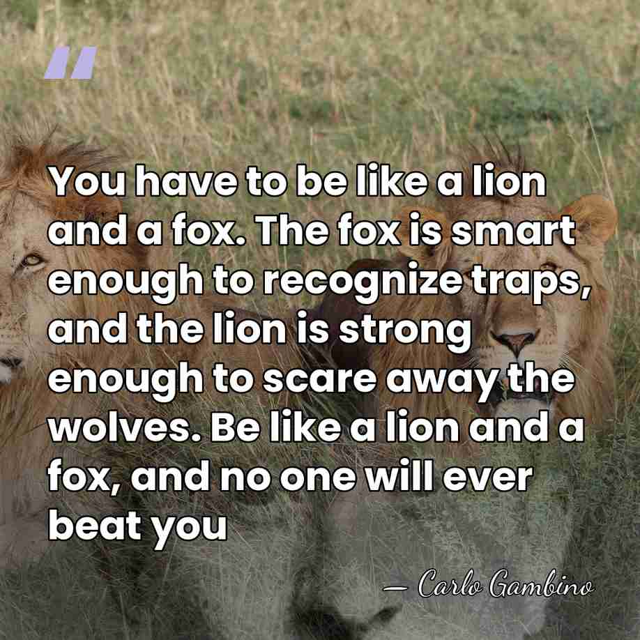 You have to be like a lion and a fox. The fox&hellip; - Carlo Gambino