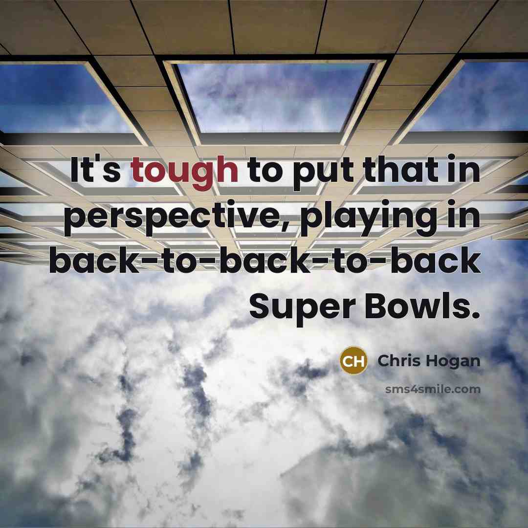“It's tough to put that in perspective, playing in back-to-back-to-back…” quote by Chris Hogan