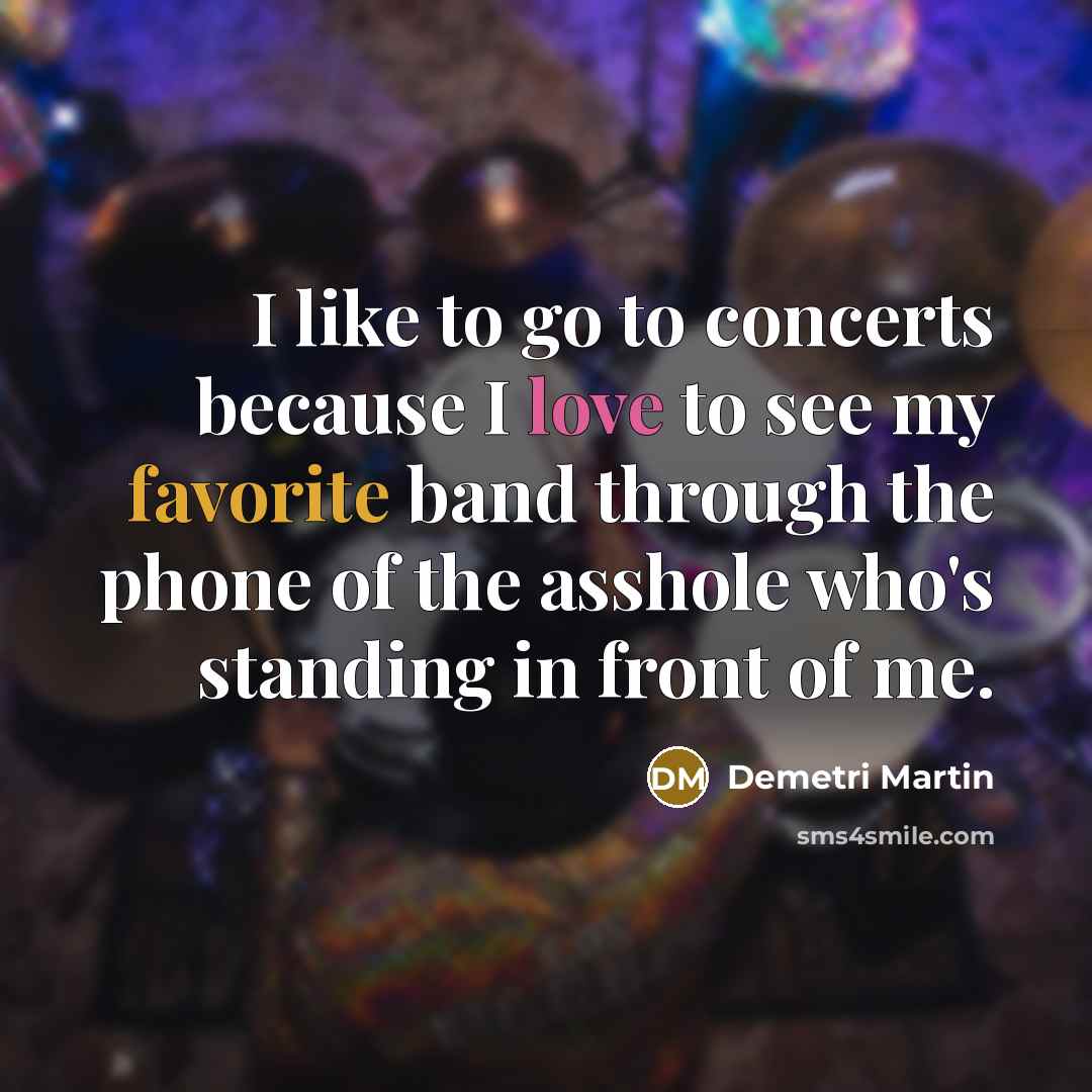 “I like to go to concerts because I love to…” quote by Demetri Martin