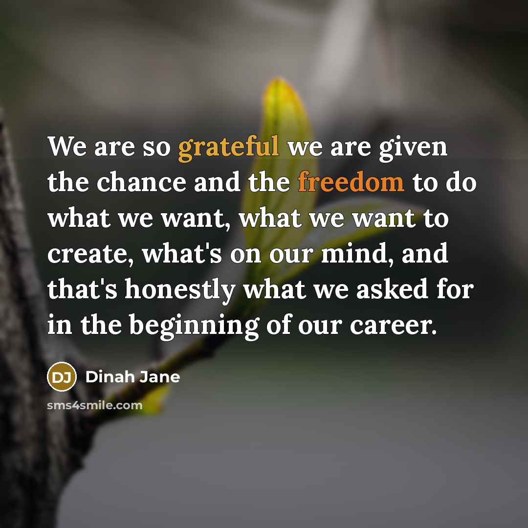 “We are so grateful we are given the chance and…” quote by Dinah Jane