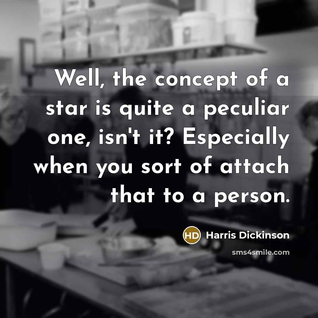 “Well, the concept of a star is quite a peculiar…” quote by Harris Dickinson