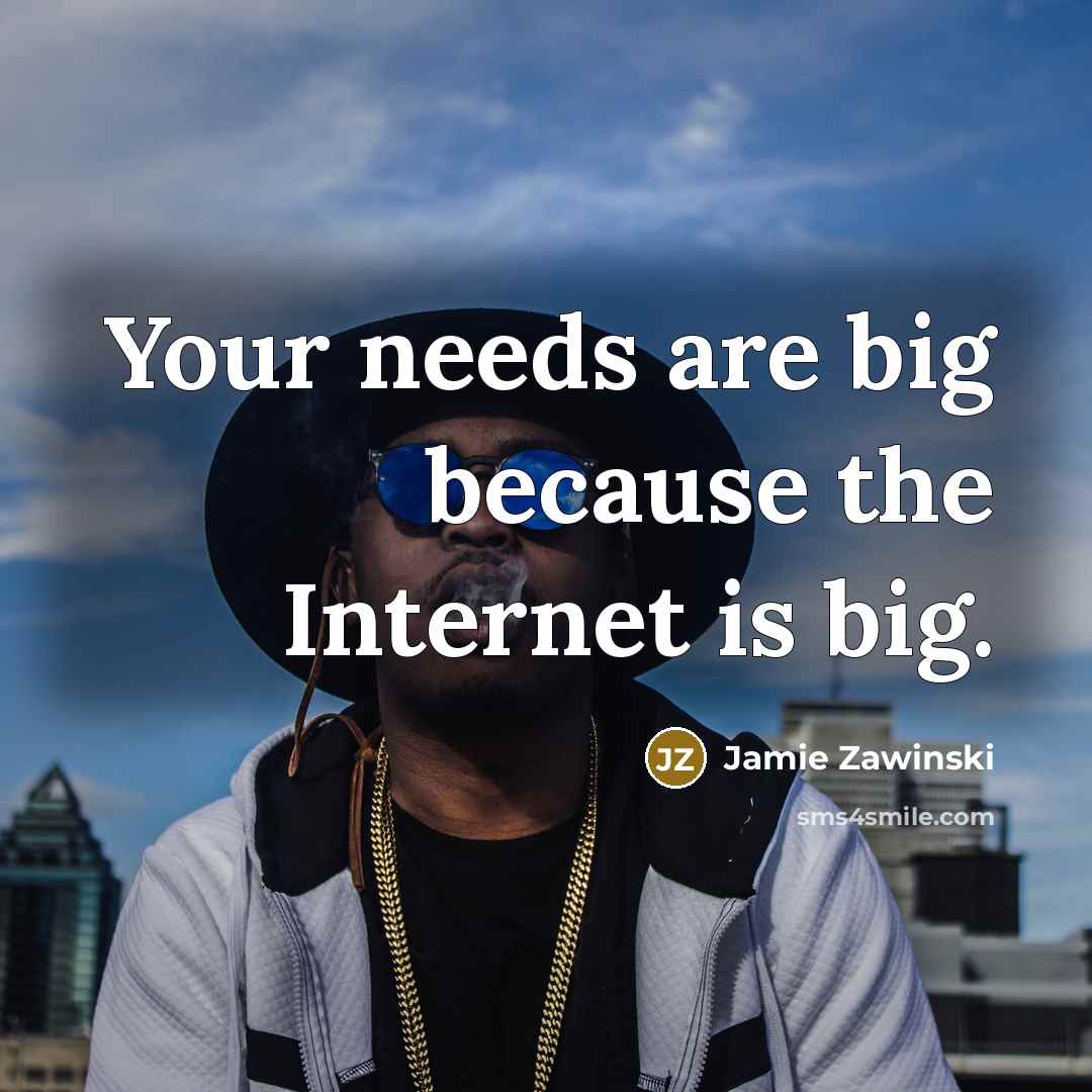 “Your needs are big because the Internet is big.…” quote by Jamie Zawinski