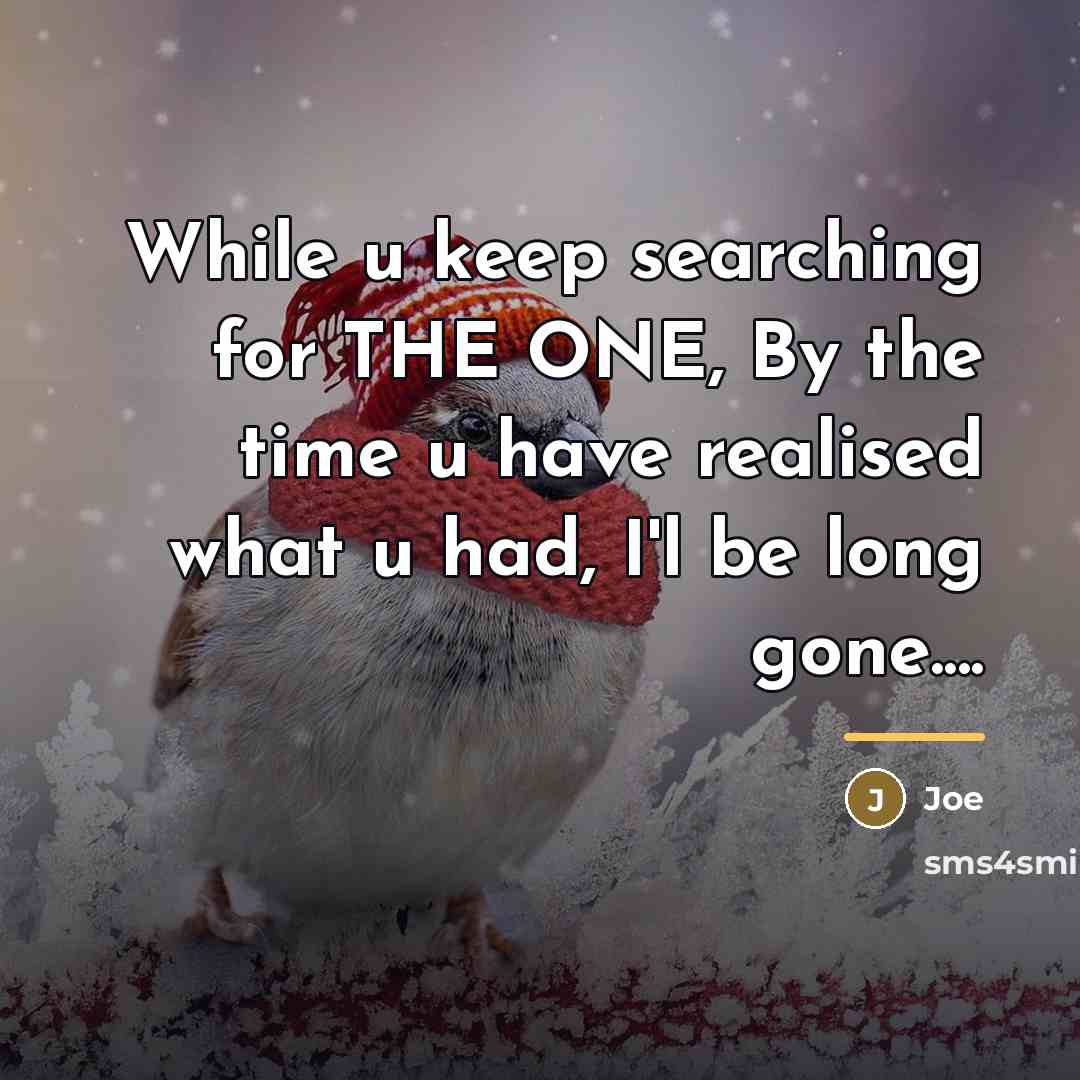 “While u keep searching for THE ONE, By the time…” quote by Joe