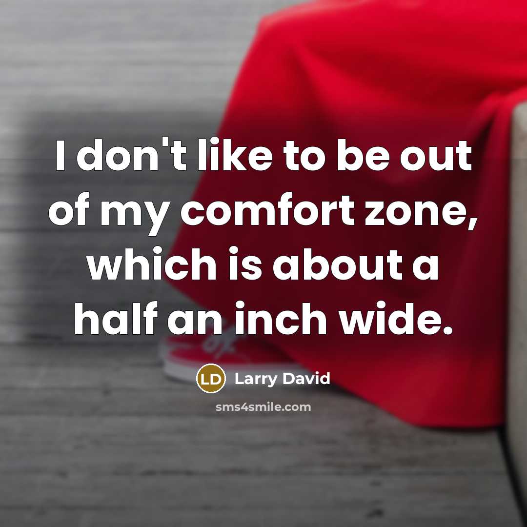 “I don't like to be out of my comfort zone,…” quote by Larry David