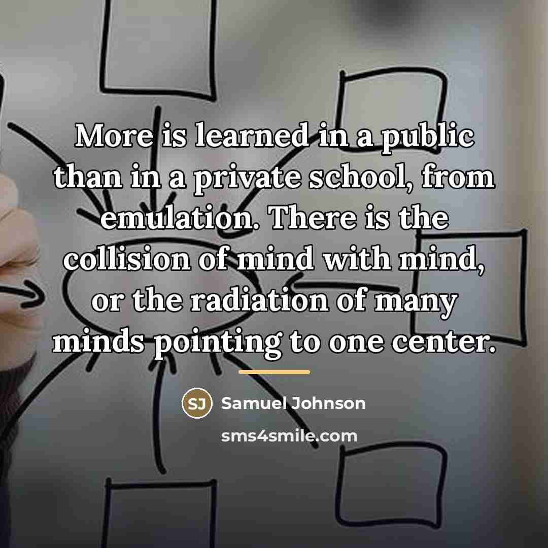 “More is learned in a public than in a private…” quote by Samuel Johnson