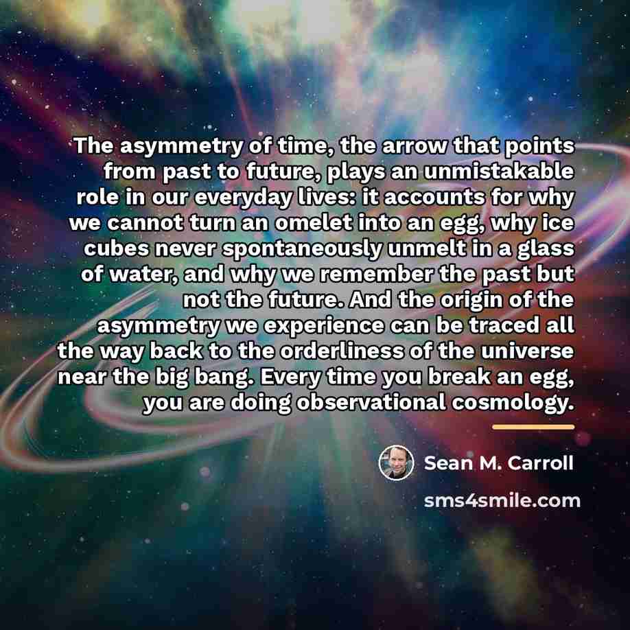 “The asymmetry of time, the arrow that points from past…” quote by Sean M. Carroll