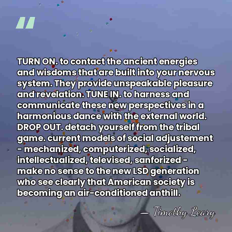 TURN ON. to contact the ancient energies and wisdoms that are built&hellip; - Timothy Leary