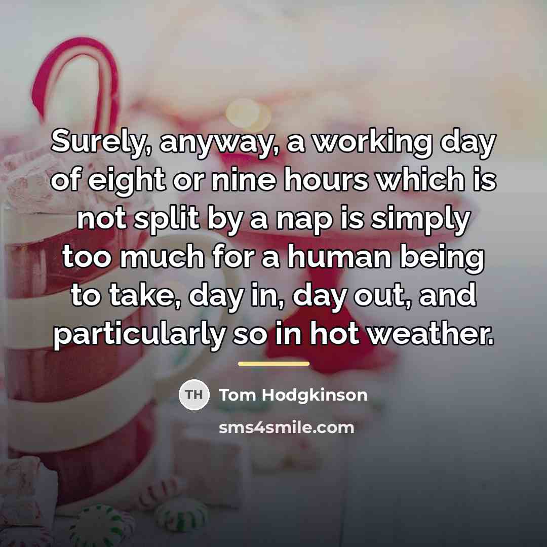 “Surely, anyway, a working day of eight or nine hours…” quote by Tom Hodgkinson