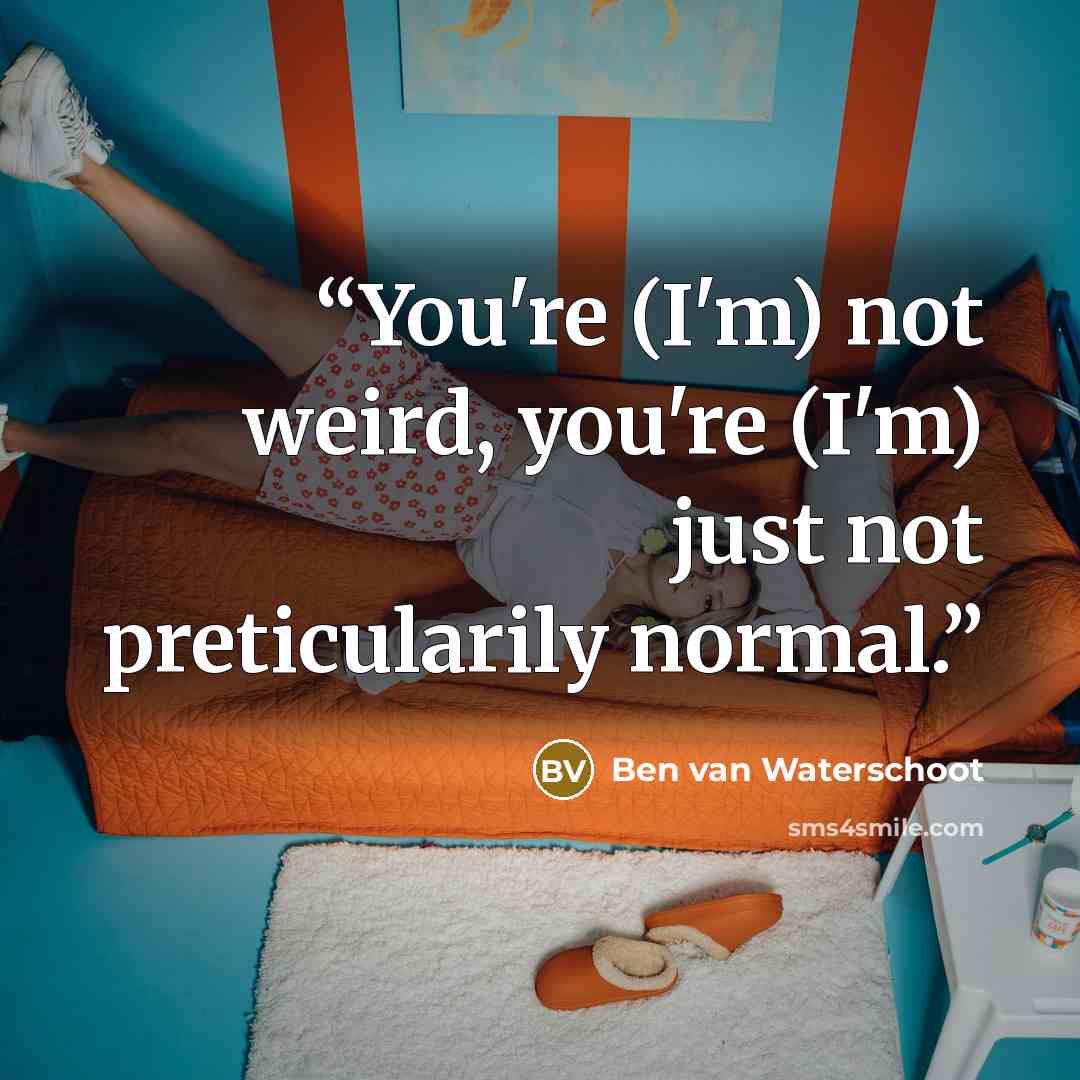 “You're (I'm) not weird, you're (I'm) just not preticularily normal.” quote by Ben van Waterschoot