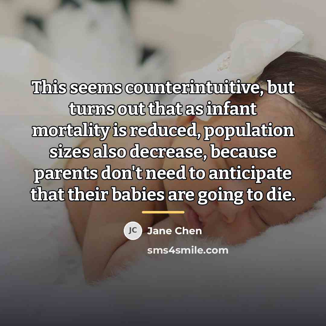 “This seems counterintuitive, but turns out that as infant mortality…” quote by Jane Chen