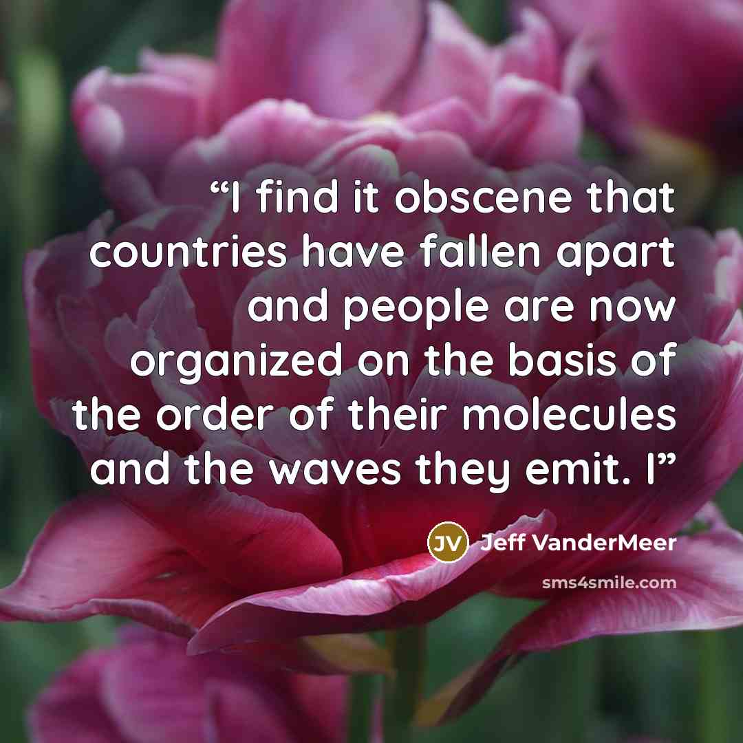 “I find it obscene that countries have fallen apart and people are now organized on the basis of the order of their molecules and the waves they emit. I” quote by Jeff VanderMeer