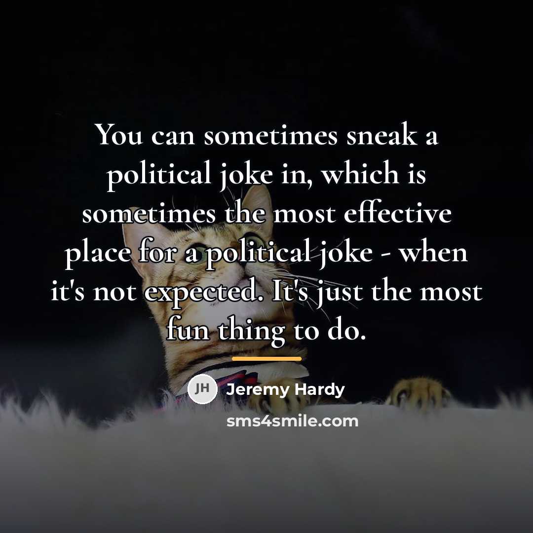 “You can sometimes sneak a political joke in, which is…” quote by Jeremy Hardy