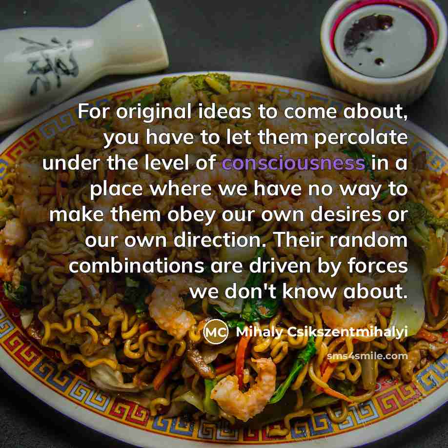 “For original ideas to come about, you have to let…” quote by Mihaly Csikszentmihalyi