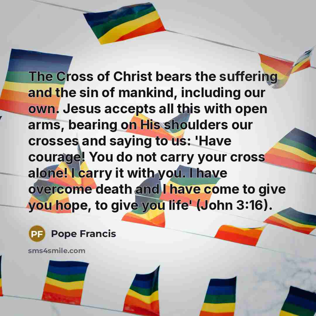 “The Cross of Christ bears the suffering and the sin…” quote by Pope Francis