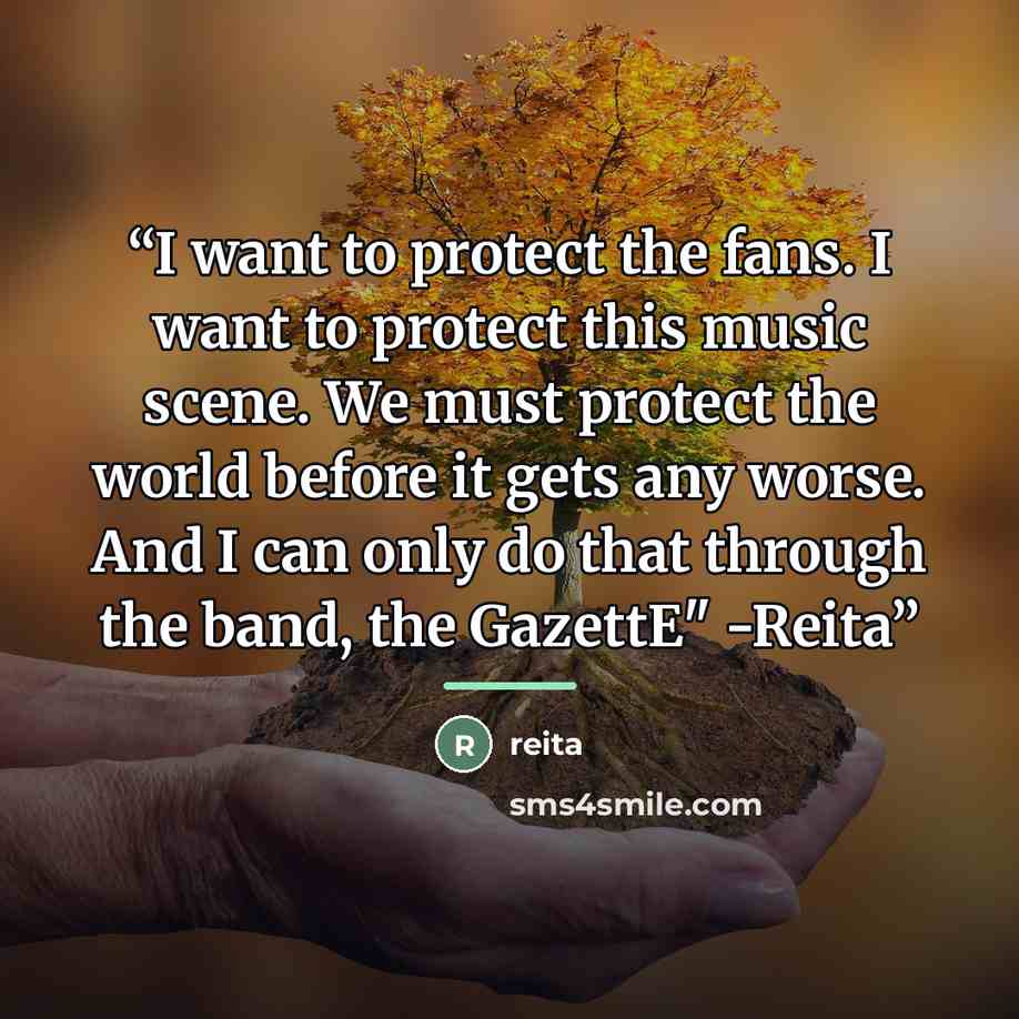 “I want to protect the fans. I want to protect this music scene. We must protect the world before it gets any worse. And I can only do that through the band, the GazettE" -Reita” quote by Reita